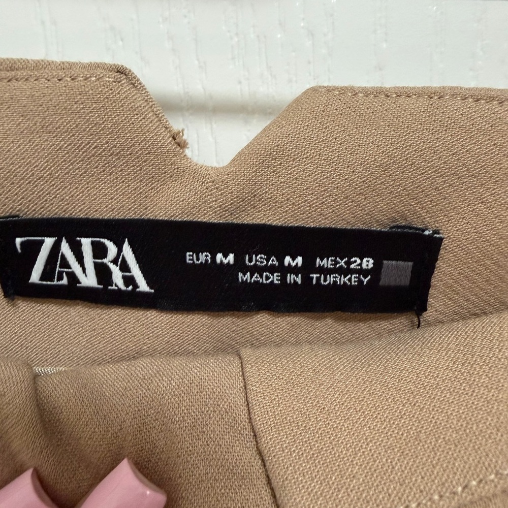 Zara Camel High-Waist Straight Trousers - Picture 2 of 4
